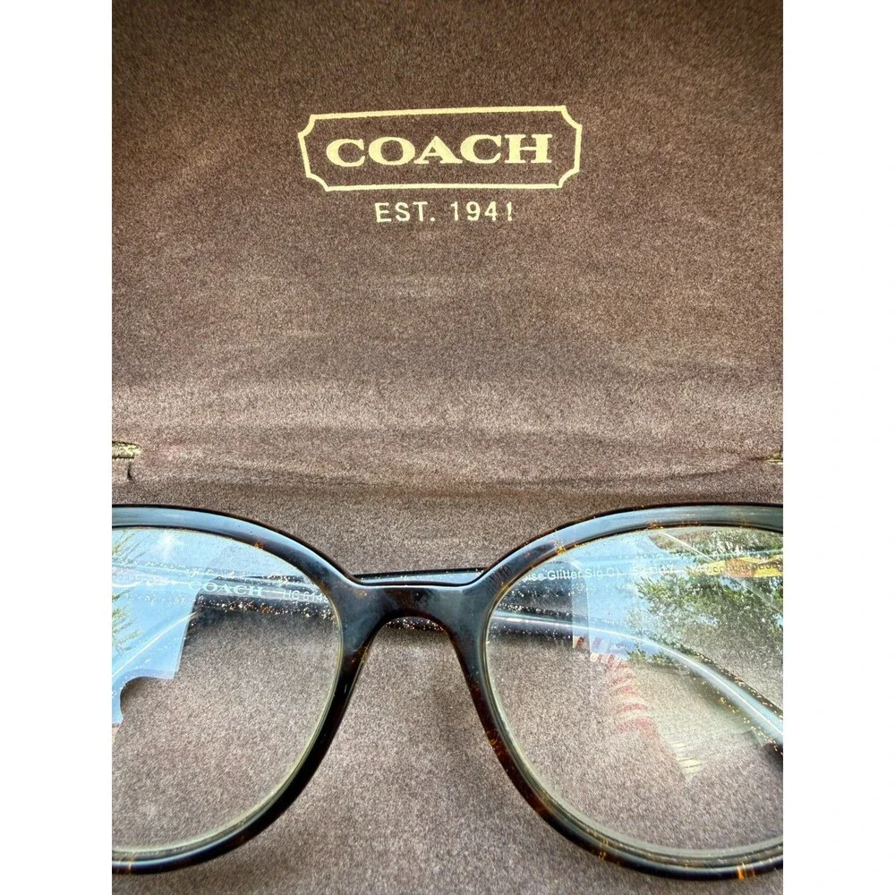 Coach HC6149 5583 Tortoise Glitter Signature C Eyeglass Frames 52-17 Coach Case